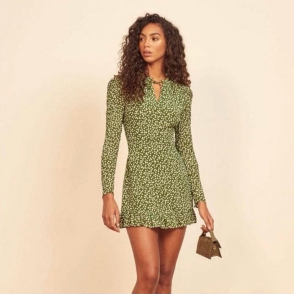 Reformation Marcy Dress Sz 6 - Long-Sleeve Floral Mini Dress - Women's
